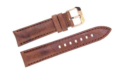Brown leather strap 20mm yellow buckle