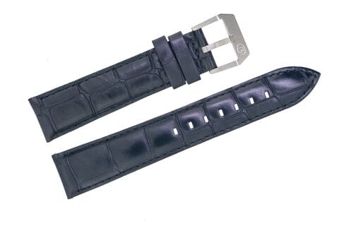 Black leather strap 20mm silver buckle
