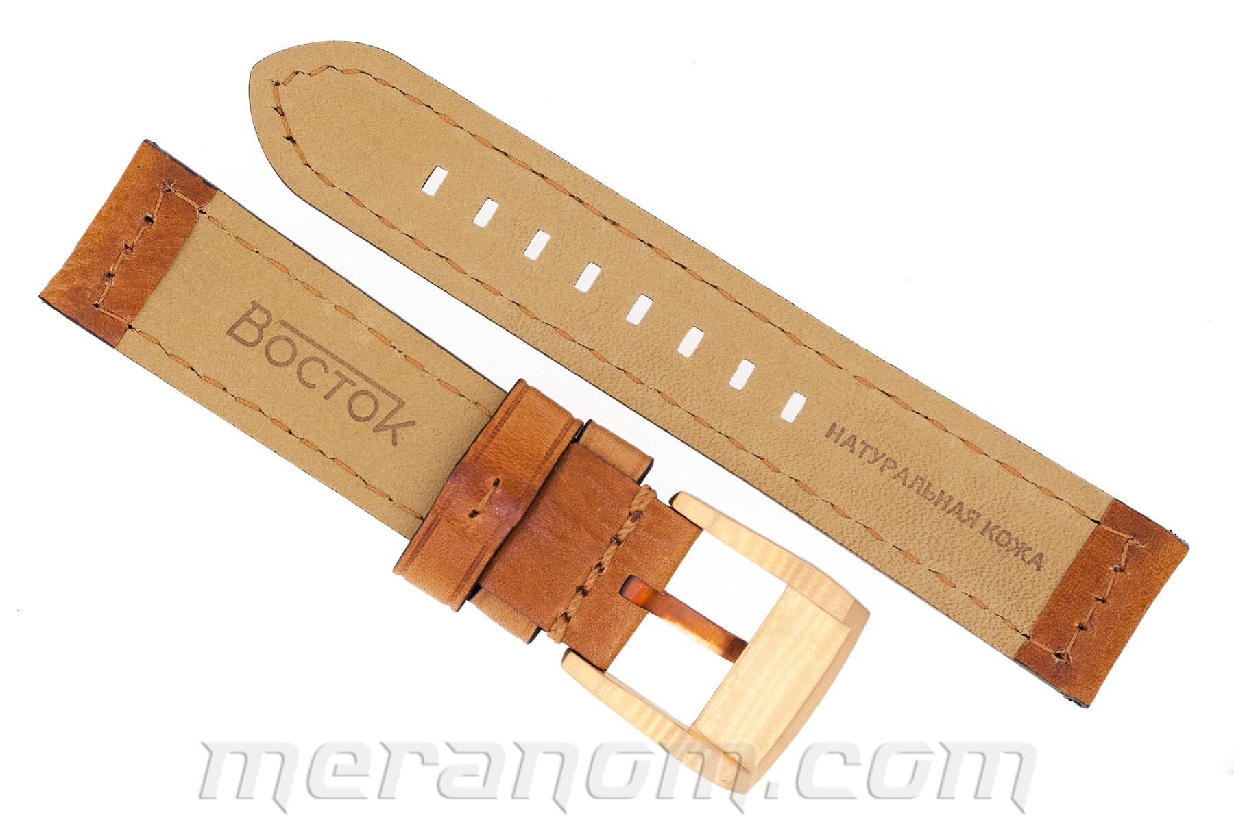 Leather strap 1967 22mm brown with bronze buckle
